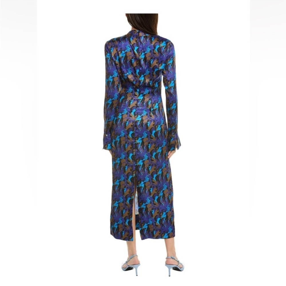 STAUD NWT Blue and Green Patterned Midi Dress - fits like a size 2 - Picture 4 of 10